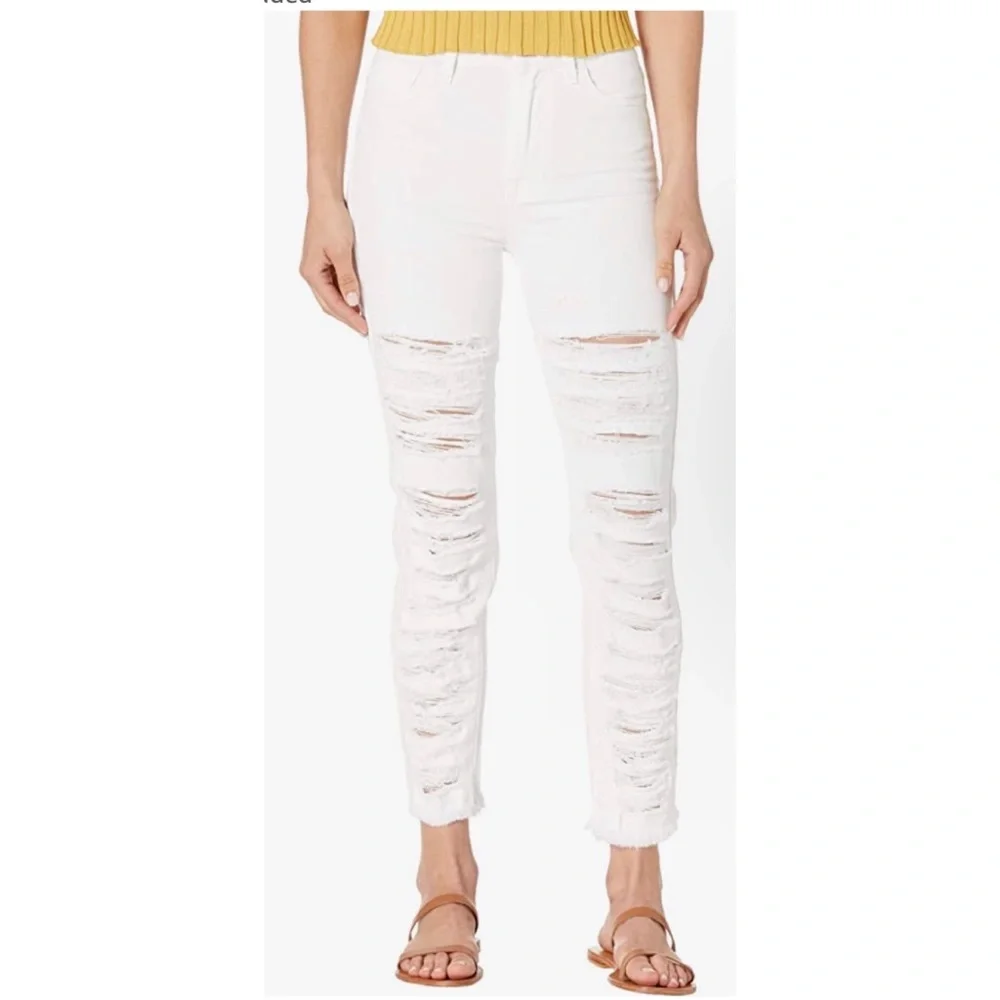 7 FOR ALL MANKIND HIGH WAIST CROPPED SHREDDED JEANS 🌺IN STORES🌺 - Picture 4 of 4
